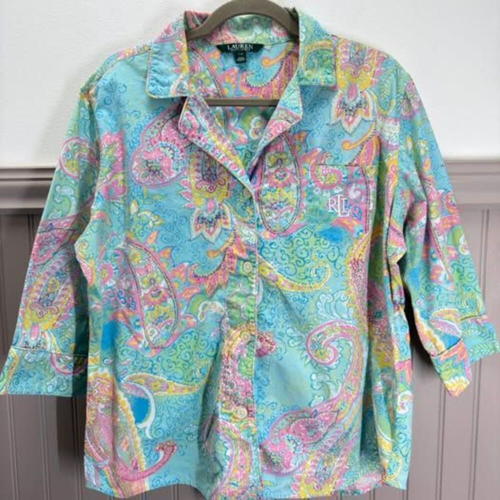 Lauren Ralph Lauren Paisley Pajama Set Size Large